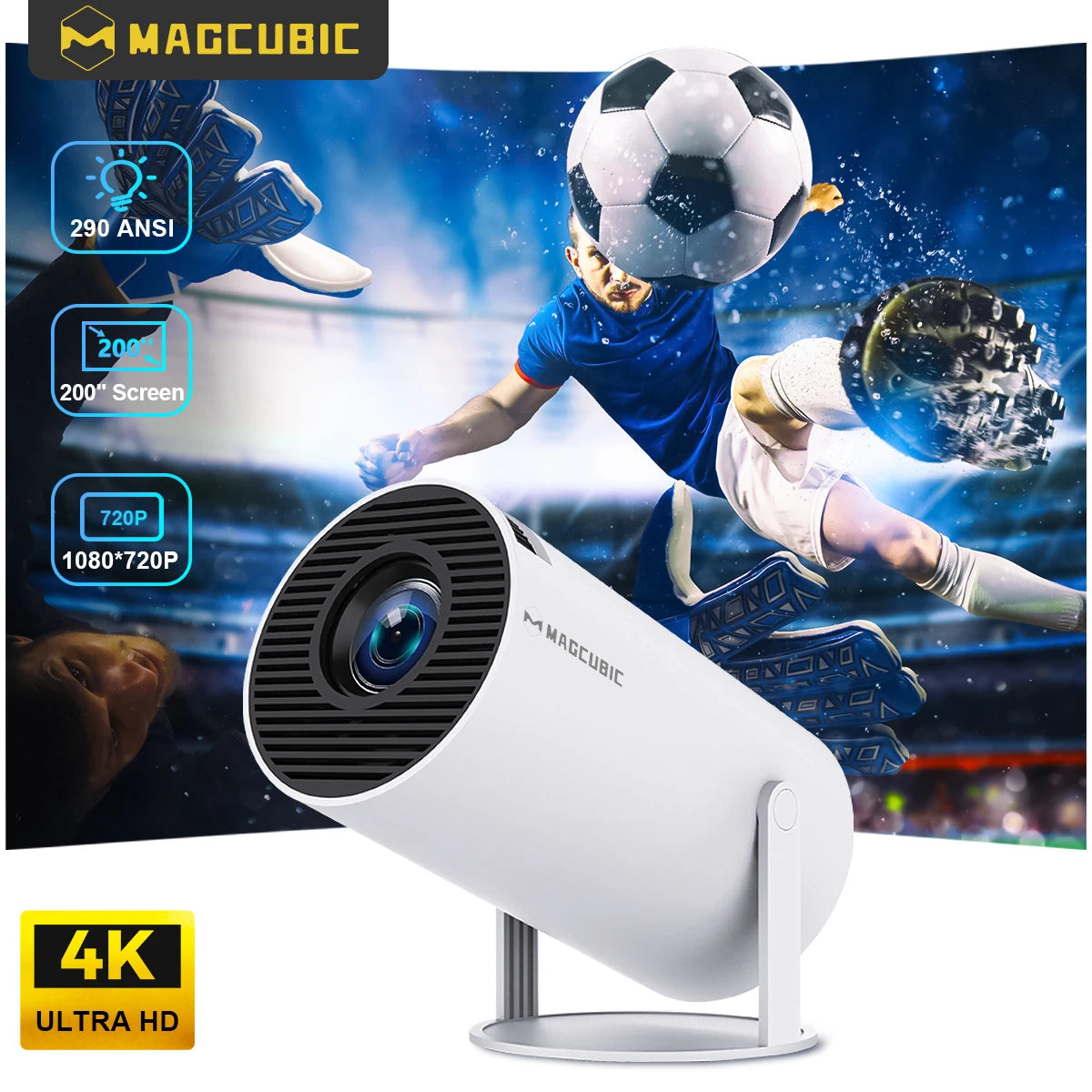 HY300 PRO 8K Android 14 Projector 290ANSI BT5.4 Dual Wifi6 Home Cinema Outdoor 1080P 1280X720P Resolution
